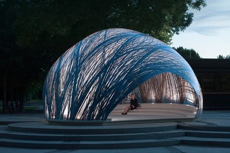 ICD/ITKE Research Pavilion 2014-15  / ICD / ITKE University of Stuttgart Water Spider, Spider Nest, Innovation Architecture, Structured Water, Pavilion Architecture, Pavilion Design, Public Sculpture, Organic Architecture, Shade Structure