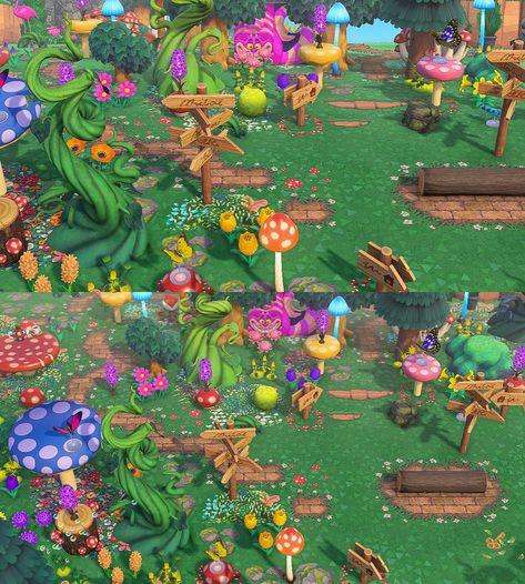 Acnh Wonderland, Acnh Alice In Wonderland, Acnh Fairytale, Fairycore Island, Animal Crossing Town Tune, Fairy Island, Animal Crossing Island Inspo, Animal Crossing 3ds, Animal Crossing Fan Art