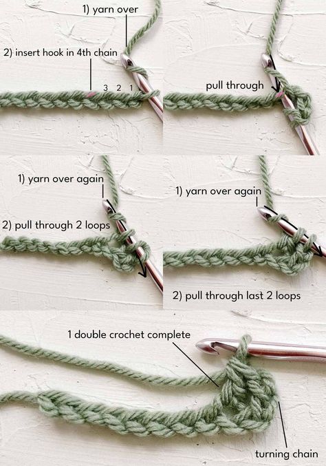 How to double crochet step-by-step tutorial. Crochet Scarf Tutorial, Free Crochet Blanket Patterns, Magic Circle Crochet, Crochet Trendy, Trendy Blanket, Circle Crochet, Easy Beginner Crochet Patterns, Blanket Stitches, Beginning Crochet