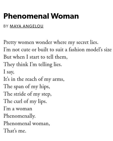 @poetryisnotaluxury on Instagram: “Phenomenal Woman by Maya Angelou #happyinternationalwomensday 💗💛💜💚💙❤ #mayaangelou from And Still I Rise 1978 via POETRY Foundation” Maya Angelou Quotes Phenomenal Woman, Maya Angelou Phenomenal Woman, Still I Rise Poem, Still I Rise Maya Angelou, Phenomenal Woman Maya Angelou, Maya Aesthetic, Feminist Poems, Poems In English, Poetry Foundation