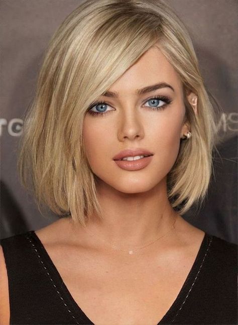 Shoulder Length Hair With Long Bangs, Chic Bob Haircut, Bob Haircut Ideas, Chic Bob, Blonde Haircuts, Bob Haircut With Bangs, Hair Haircuts, Haircuts For Fine Hair, Blonde Bobs