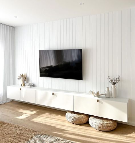 Built In Tv Cabinet, Lounge Room Styling, Tv Units, Home Design Living Room, Living Room Tv Wall, Morning Sun, Decor Home Living Room, White Paneling, Living Room Inspo