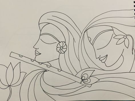 Modern Art Canvas Painting, Buddha Art Painting, Pichwai Paintings, Beautiful Art Paintings, Art Sketches Pencil, Madhubani Art, Madhubani Painting, Bohol, Radha Krishna Art