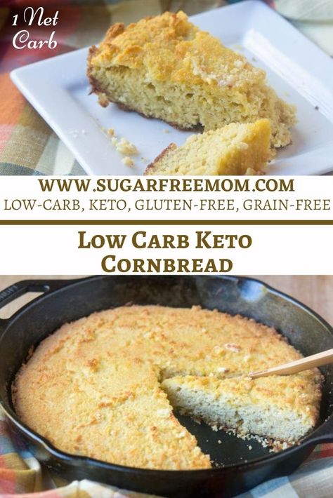 Easy Low Carb Keto Cornbread Recipe {Almond Flour Free, Gluten Free, HOW-TO-VIDEO} Low Carb Cornbread Recipe, Keto Cornbread Recipe, Low Carb Cornbread, Keto Cornbread, Lower Carb Meals, Coconut Flour Recipes, Low Carb Muffins, Cornbread Recipe, Low Carb Baking