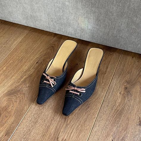 Miu Miu denim kitten heels, size uk 3, good... - Depop Miu Miu Kitten Heels, Miu Miu Denim, Vintage Miu Miu, Denim Mules, Miu Miu Glasses, Denim Heels, Vintage Shop, Sustainable Clothing, Cute Shoes