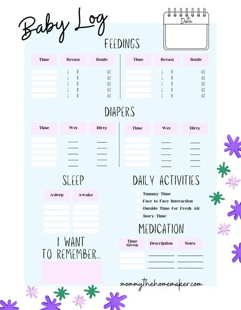 Baby Daily Log, Baby Template, Keep Track, Daily Routine, Newborn Baby, Free Printable, Free Printables, Track, Log