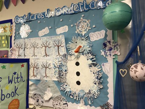 Winter Displays School, Winter Displays Eyfs, Seasons Display Ks1, Winter Display Boards Nursery Christmas Trees, Winter Continuous Provision, Winter Classroom Display, Child Led Activities, Nursery Nurse, 3d Christmas Tree