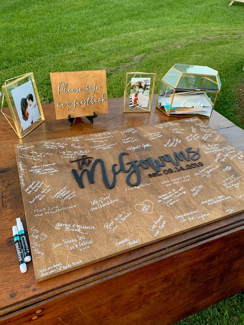 Wedding guest book alternative Wedding welcome sign Last | Etsy Bees Wedding, Somerset Wedding, Wood Guest Book, Guest Book Table, Wedding Guest Book Alternative, Guest Signing, Guest Book Alternative, Future Wedding Plans, Wedding Guest Book Alternatives