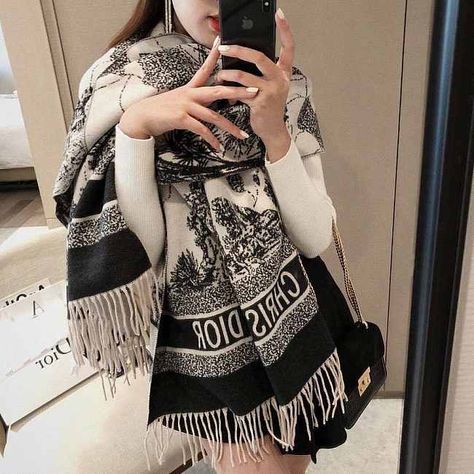 Dior Scarf 3 colors - tikhub.ru Dior Scarf Outfit Winter, Dior Scarf Outfit, Dior Shawl, Red Scarf Outfit, Scarf Styling Ideas, Dior Clothes, Christian Dior Scarf, Scarf Outfit Winter, Afghan Food