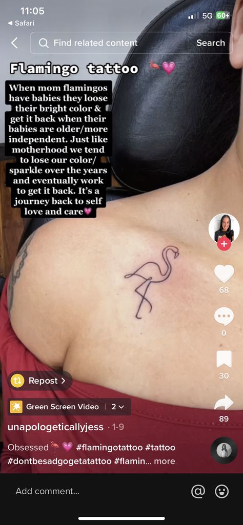 Mother Flamingo Tattoo, Flamingo Motherhood Tattoo, Get Your Pink Back Flamingo Tattoo, Flamingo Tattoo Meaning For Moms, Flamingo Feather Tattoo, Flamingo Tattoos For Women Meaning, Flamingo Mom Tattoo, Flamingo Tattoo Meaning, Small Flamingo Tattoo