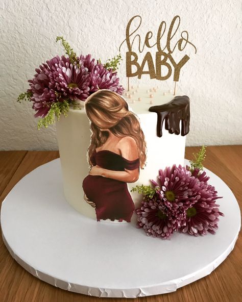 Mom To Be Birthday Cake, Anniversary Cake With Photo, Pregnant Cake, Baby Shower Cake Designs, Brides Cake, Simple Cake Designs, Fresh Flower Cake, Birthday Cakes For Women, Chocolate Drip