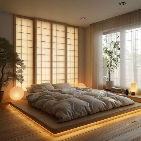 interior home decor aesthetic design credit: Art Facade Japan Aesthetic Bedroom, Modern Japanese Bedroom Aesthetic, Japanese Style Homes, Muji Bedroom Design, Japan Style Interior Bedroom, Asian Room Aesthetic, Japan Home Interior, Japan Bedroom Japanese Style, Japanese Bedroom Decor