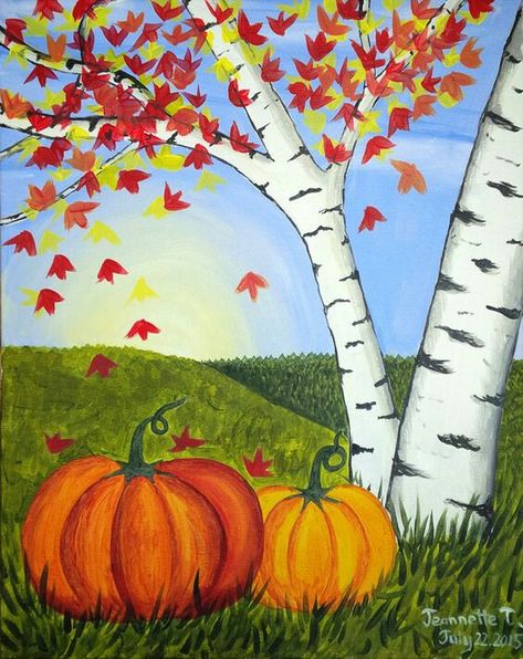 Fall Canvas Painting, Fall Canvas, Paint Nite, Holiday Painting, Easy Canvas Painting, Halloween Painting, Autumn Painting, Night Painting, Birch Tree