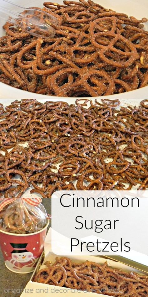 Cinnamon Pretzels, Cinnamon Sugar Pretzels, Pretzel Snacks, Chex Mix Recipes, Ribbed Jacket, Pretzels Recipe, Snack Mix Recipes, Christmas Candy Recipes, Oreo Dessert