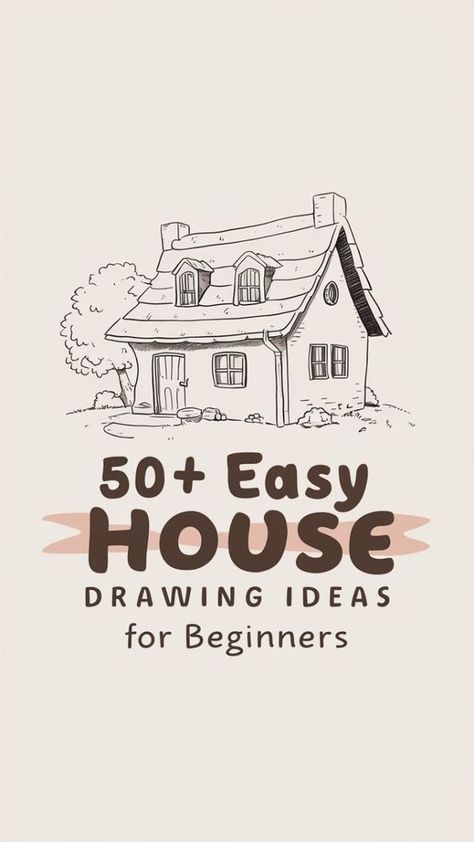 Easy House Drawing Step By Step, Drawing Buildings Sketch Simple, Drawing Houses Step By Step, Procreate House Drawing, Whimsical Houses Drawing, Cozy House Drawing, How To Draw Houses Step By Step, Cool Pencil Drawings Easy Step By Step, Drawing Step By Step For Beginners