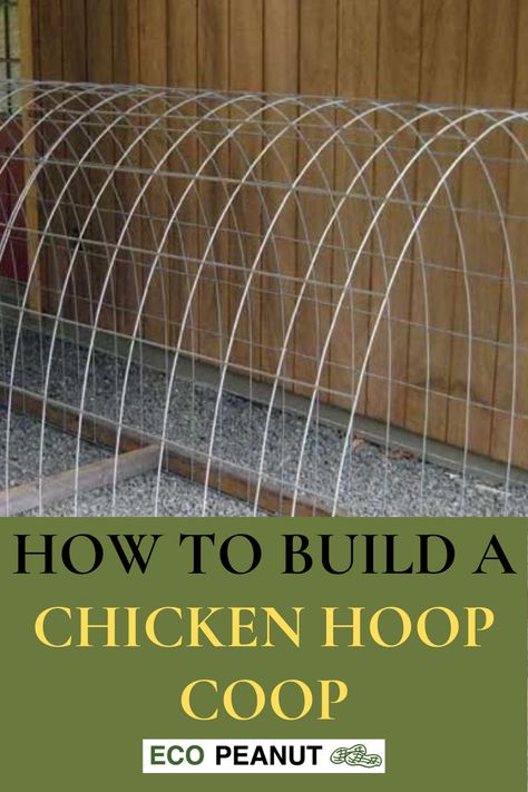 A chicken hoop coop is a type of chicken coop that is characterized by its semi-circular, "hoop" shape, which is often made using cattle panels or similar materials that form the hoop structure. This design can be economical and relatively easy to construct, and it provides a covered, protected space for backyard chickens. Hoop coops can vary in size and can be made with different materials, including pressure-treated boards for the base and hardware cloth for protection against predators. Chicken Coop With Cattle Panels, Hoop Run For Chickens, Diy Hoop Chicken Coop, Hoop Chicken Tractor, Chicken Coop Hoop House, Cattle Panel Chicken Run, Chicken Hoop Coop, Hoop Coop Ideas, Hoop Coop Plans