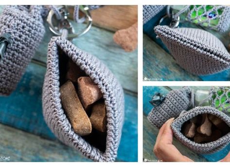 Dog Treat Bag Free Crochet Pattern Dog Treat Bag Pattern, One Skein Crochet, Dog Treat Bag, Dog Treat Pouch, Bag Crochet Pattern, Crochet Washcloth, Crochet Thread, Dog Treat, Crochet Dog