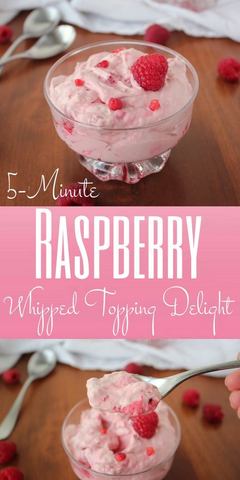 Easy Raspberry Delight: 4 Ingredients, 5 Minutes - Kitchen Cents Raspberry Delight Dessert, Raspberry Delight, Raspberry Fluff Dessert, Quick Raspberry Dessert, Raspberry Whipped Cream Dessert, Raspberry Whip Cream Dessert, Raspberry Yogurt Salad, Creamy Raspberry Dessert, Raspberry Cool Whip Dessert