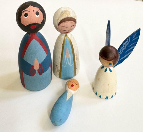 Swedish Wooden Nativity Set Figurine Vintage Scandinavian Made in Sweden Folk Art Hand Painted Wood Christmas Religious Wooden Nativity Set, Wooden Nativity Sets, Wooden Nativity, Swedish Folk Art, Christmas Religious, Vintage Scandinavian, Be Authentic, Religious Christmas, Wood Christmas