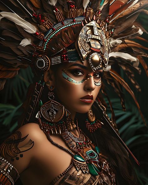 Aztec Warrior Princess, Aztec Princess, Aztec Home Decor, Aztec Pyramids, Aztec Decor, Aztec Tattoo Designs, Drawing Designs, Indian Skull, Native American Warrior