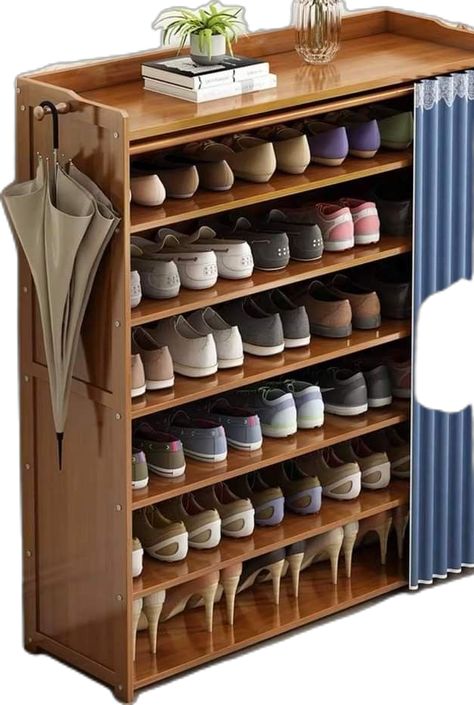 La vie simplifiée Soraya lina Shoe Rack Ideas, Shoe Storage Small Space, Shoe Storage Furniture, Wooden Shoe Rack, Modern Shoe Rack, Closet Shoe Storage, Shoe Rack Closet, Shoe Storage Solutions, Small Hallway