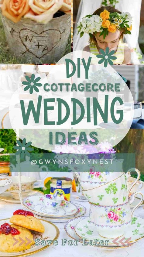 Cottagecore Wedding DIY Ideas for Intimate Celebrations : Embrace the warmth and intimacy of cottagecore with these DIY cottagecore aesthetic wedding decor ideas for cozy wedding celebrations. Create memories to cherish forever. Cottagecore Wedding Table Decor, Wedding Decor Cottagecore, Fairy Cottage Wedding, Diy Cottagecore Wedding Decor, Cottage Core Wedding Ideas, Cottage Core Wedding Diy, Cottage Core Wedding Theme, Wedding Cottagecore Aesthetic, Cottagecore Cricut Projects