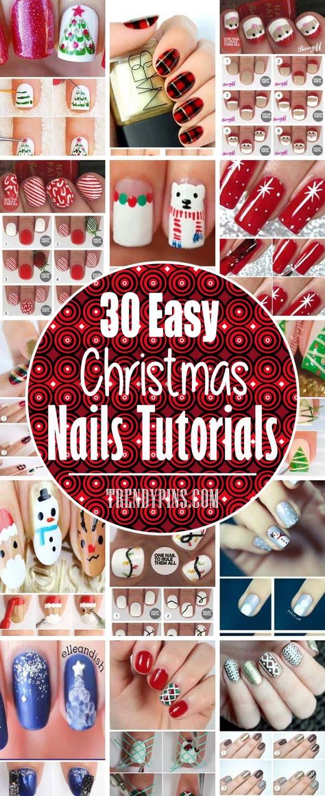 Christmas Nail Step By Step, Easy Christmas Tree Nail Art, How To Make Nail Art, Easy Christmas Nails For Beginners, Christmas Nail Art Diy, Christmas Nail Tutorial Step By Step, Diy Christmas Nails Easy Step By Step, Easy Christmas Nail Designs Step By Step, Easy Christmas Nails To Do At Home