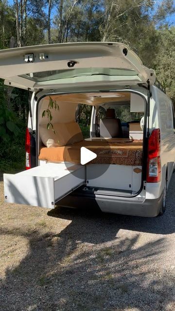 Byron Bay Van Fitouts on Instagram: "This Toyota Hiace camper van is complete with:

A pull out side kitchen area which can also be accessed internally as the bench hinges up. Essential for wet or windy weather

Sink and tap

Solar power for the fridge, lighting, and fan

Skylight with bug net and shade

Large comfy bed

Loads of storage including a spice rack, and a pull out table above the fridge which you can sit on either side of

Enquire within to receive our pricing packages 🚐✨" Above The Fridge, Hiace Camper, Windy Weather, Toyota Hiace, Kitchen Area, Comfy Bed, Spice Rack, Byron Bay, Camper Van