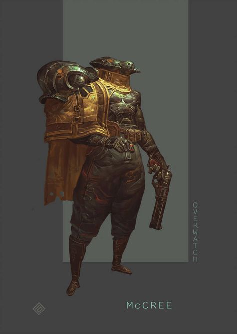 [OW-Redesign] McCree by EdCid Armorer Artificer, Copper Armor, Space Character, Fantasy Armor, Armors, Monster Art, Fantastic Art, Dieselpunk, Creature Design