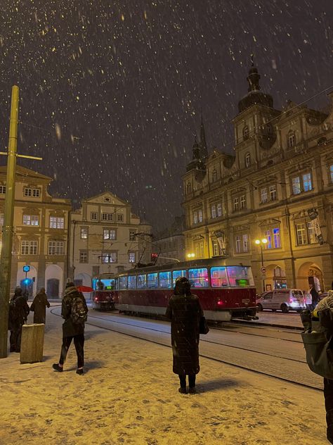 #prague #snow #traveling Winter Aesthetic 2023, Prague Czech Republic Winter, Winter In Prague, Prague Aesthetic Winter, Prague Snow, Prague December, Europe Snow, Prague Aesthetic, Prague Winter