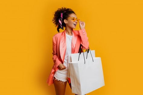 Shopping Bags, Free Photo, Yellow