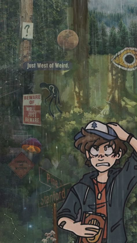 dipper is such a green dude <3 Gravity Falls Wallpaper, Gravity Falls Poster, Genderfluid Pride, Gravity Fall, Gravity Falls Fan Art, Dipper Pines, Gravity Falls Art, Fall Background, Good Cartoons