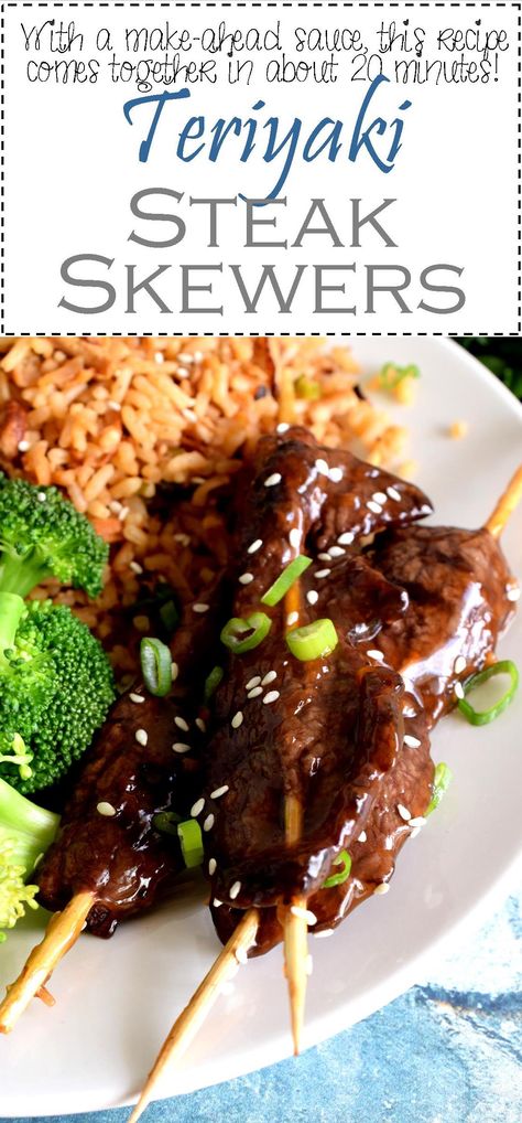 Teriyaki Steak Skewers - Lord Byron's Kitchen Teriyaki Beef Skewers, Sliced Sirloin, Sirloin Tip Steak, Steak Skewers, Teriyaki Steak, Steak Grilled, Teriyaki Beef, Beef Skewers, Summer Dinner