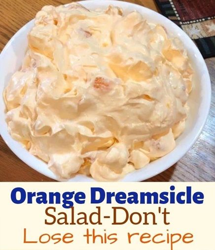 Orange Creamsicle Salad, Creamsicle Salad, Orange Dreamsicle Salad, Dreamsicle Salad Recipe, Dreamsicle Salad, Orange Salad Recipes, Fluff Salads, Fluff Salad Recipes, Sweet Salads