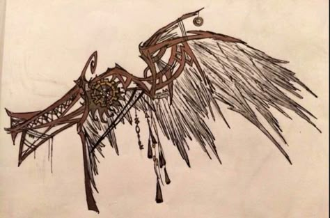 Steampunk wing Steampunk Wings Drawings, Steampunk Wings Art, Mechanical Wings Steampunk, Steampunk Wings Tattoo, Tech Wings, Mechanical Wings, Wings Inspiration, Steampunk Wings, Wings Sketch