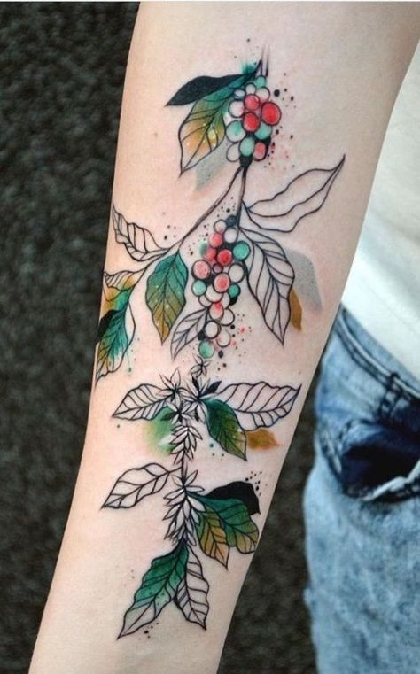 Partial Color Tattoo, Leaves Tattoo Color, Flower Tattoo Meanings, Inspiration Tattoos, Disney Tattoo, Botanical Tattoo, Floral Tattoo Design, Diy Tattoo, Flower Tattoo Designs