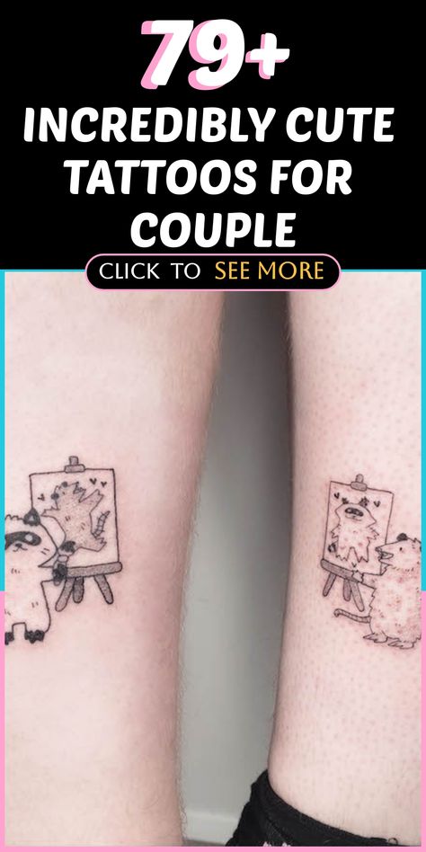 Commemorate your love and unity with adorable couple tattoos that represent your bond and shared experiences. From matching heart motifs to intertwined initials, these tattoos are a meaningful reminder of your relationship and everlasting commitment. Embrace a unique symbol of love on your skin, reflecting the beauty of your connection. Couples Flower Tattoo, Mrs Tattoo, Mickey And Minnie Tattoos, Avocado Tattoo, Plane Tattoo, Penguin Tattoo, Smile Tattoo, Cup Tattoo, Couple Matching Tattoo