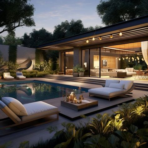 Outdoor Lounge Set #exteriordesign #outdoordesign #luxuryhomes #luxuryfurniture #luxurygarden #luxuryhouse #interiordesign #interiordecor #designlovers #luxuryhouse Modern Outdoor Furniture Luxury, Luxury Pool Designs, Luxury Backyards, Moderne Pools, Cahuita, Villa With Pool, Villa Pool, Casa Country, Patio Style