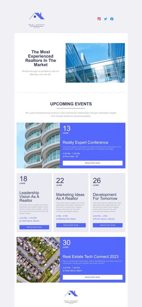 Free Email Templates Email Announcement Design, Event Newsletter Design, Event Email Marketing, Event Email Design, Upcoming Events Design, Mail Template Design, Email Campaign Design, Real Estate Email Marketing, Email Newsletter Template Design