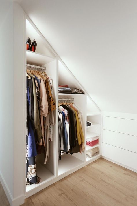 Attic Storage Ideas, Loft Conversion Bedroom, Built In Closet, Attic Bedroom Storage, Attic Wardrobe, Attic Bedroom Designs, Attic Closet, Loft Storage, Small Attic