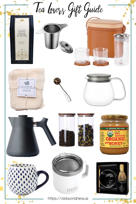 This tea lovers gift guide will make the novice and long-time tea lover excited to receive tea gifts from you! #tea #looseleaftea #organictea #hottea #organic #ecofriendly #sustainble Kitchen Tea Gift Ideas, Tea Lover Gifts, Tea Lovers Gift Basket, Matcha Tea Latte, Spices Packaging, Healthy Gift, Tea Gift Sets, Zero Waste Gifts, Raffle Baskets