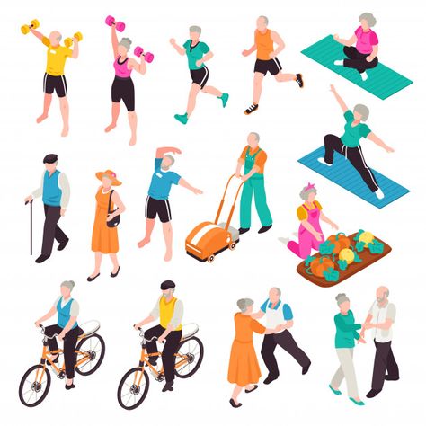 Active senior people set with sports and... | Free Vector #Freepik #freevector #people Urban Design Diagram, Yoga Illustration, Graphic Design Infographic, Design Infographic, Vector People, Isometric Design, Flat Vector, Flat Illustration, Vector Illustrations