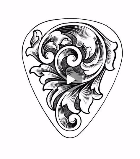 School of Fine Art Engraving on Instagram: "Development of a scroll design for engraving a guitar pick.  #engraving #engravingschool #engravingclass #engravingdesigns" Scroll Engraving Patterns, Guitar Pick Art, Scroll Engraving, Guitar Pics, Hand Lettering Art, Engraving Art, Scroll Pattern, Metal Engraving, Scroll Design