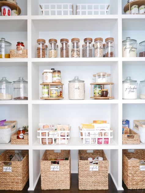 Studio Mcgee Pantry, Mcgee Kitchen, Small Pantry Organization, Shea Mcgee, Upper Cabinet, Organized Pantry, Pantry Organisation, Water Bottle Storage, Small Pantry