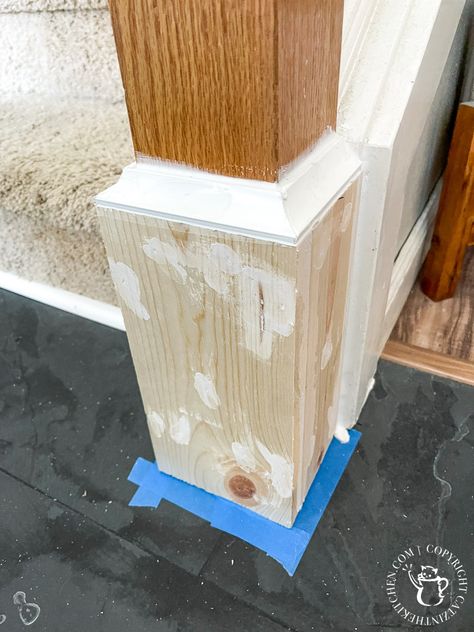 Newell Post Ideas Diy Wood, How To Replace Stair Newel Post, Newel Post Caps Ideas, Diy Newel Post Makeover, Newel Posts Ideas, Newel Post Makeover, Diy Newel Post, Newel Posts For Stairs, Stair Gates