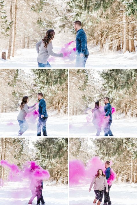 Gender Reveal At Wedding, Gender Reveal Photoshoot Winter, Snow Gender Reveal Ideas, Winter Gender Reveal Photoshoot, Snow Gender Reveal, Gender Reveal Winter Ideas, Gender Reveal Photography Ideas, Gender Reveal Ideas Winter, Winter Gender Reveal Ideas