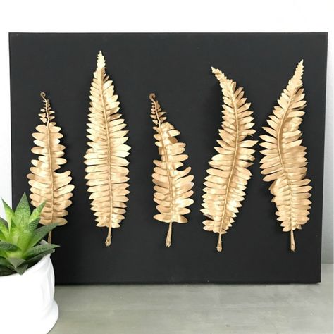 How to create your own metal leaf wall art at a fraction of the cost. A project inspired by the metal leaf home decor at Target. Metal Leaf Wall Art, Dollar Store Diy Projects, Inexpensive Home Decor, Wall Art Diy, Leaf Wall Art, Diy Metal, Gold Leaves, Easy Diy Art, Diy Home Decor Easy