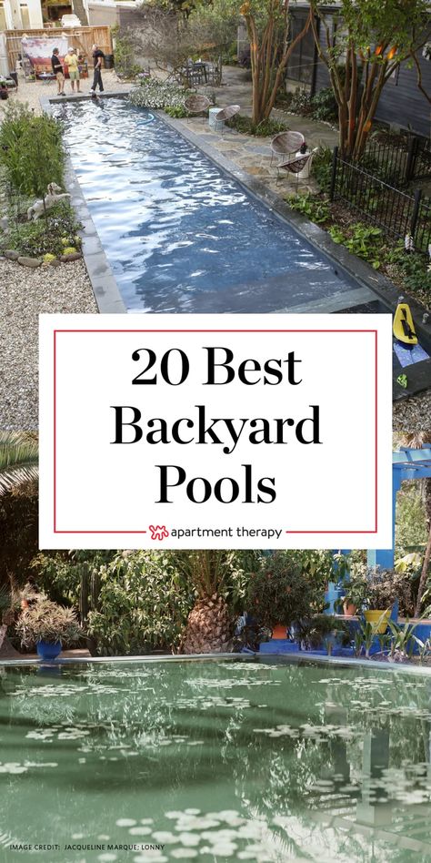 20 of the Dreamiest Backyard Pools You’ll Ever See | Apartment Therapy Small Pools Backyard, Small Inground Pool, Batting Cage, Pools For Small Yards, Florida Pool, Pool Images, Pools Backyard Inground, Backyard Design Layout, Small Swimming Pools