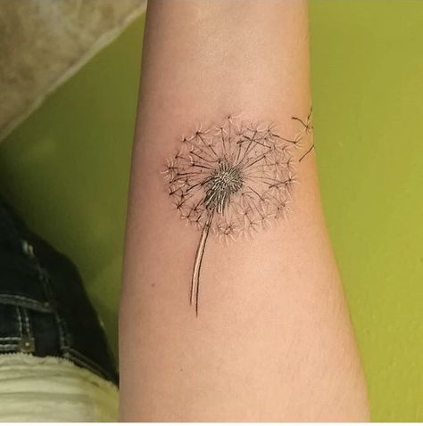 Black And White Dandelion Tattoo, Dandilines Flower Tattoo, Dandelion Tattoo Design, Wörter Tattoos, Mum Tattoo, Animal Tattoo Ideas, Dragonfly Tattoo Design, Goth Tattoo, Dandelion Tattoo