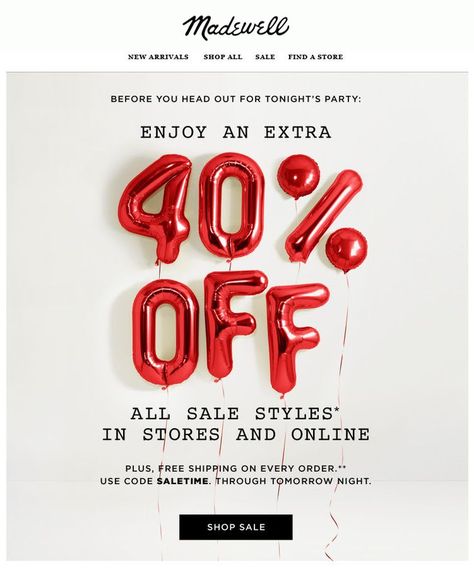 Madewell : Typography #design Promotional Email Design, Sale Signage, Newsletter Ideas, Birthday Email, Newsletter Layout, Sale Email, Black Friday Design, Email Newsletter Design, Email Design Inspiration